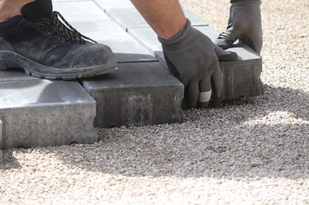 pavers being installed